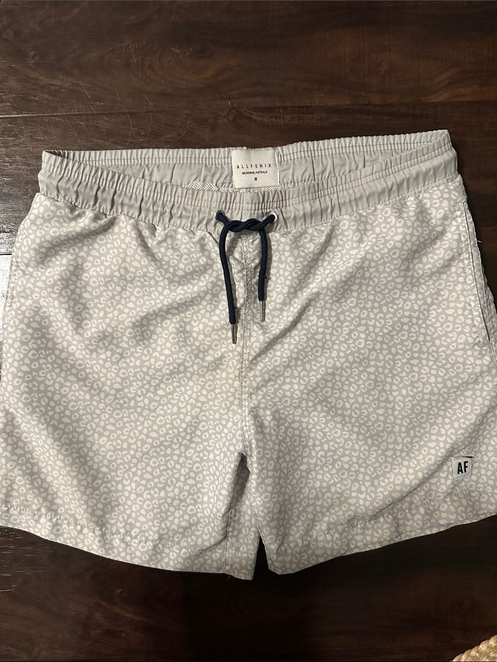 Allfenix Light Gray Leopard-Print Swim Trunks